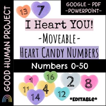 Preview of Heart Candy Numbers | Moveable PNG Images | Valentine's Day | EDITABLE