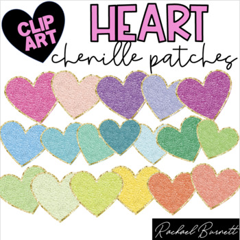 Preview of Heart Chenille Patch Clipart // Spring Stoney Clover Patches