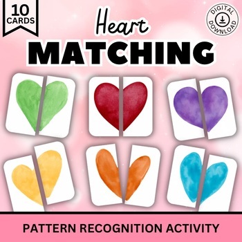 Preview of Heart Color Matching Game, Valentines Activity for Preschool and Up