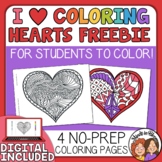 Coloring Pages FREEBIE - Hearts for Valentine's Day - Fast Finishers and Fun!