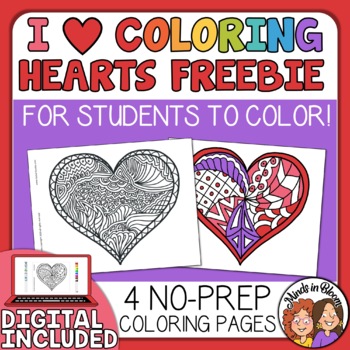 Preview of Coloring Pages FREEBIE - Hearts for Valentine's Day - Fast Finishers and Fun!