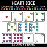 Rainbow Heart Dice Clipart + FREE Blacklines - Commercial Use