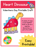 Heart Dinosaur Valentine's Day Printable Craft!