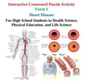 Preview of Heart Disease - High School Health Science and PE - Interactive Crossword - F1