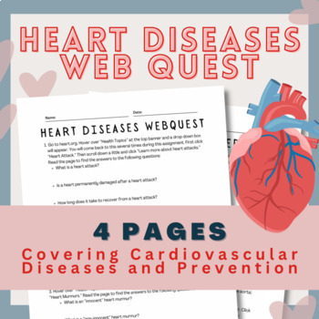 Preview of Heart Diseases Web Quest with Answer Key