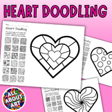 Heart Doodle Drawing Worksheets - Valentines Day Zentangle