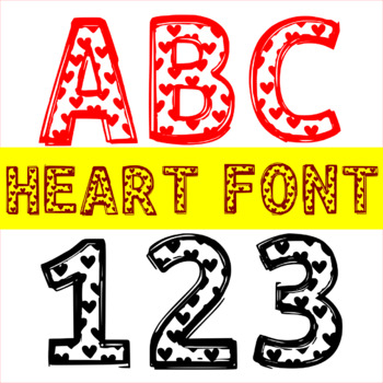Preview of Heart Doodle Font - Cute KG Cartoon Fonts For Signs, Boards & School Stationery
