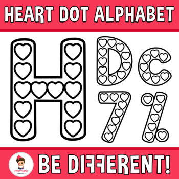 Preview of Valentine's Day Heart Dot Markers Alphabet Clipart Letters Uppercase Lowercase