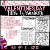 Valentine's Day Fun Filler Worksheets: Word Search, Crossw