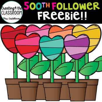 Preview of Heart Flower Clip Art FREEBIE!! {5ooth follower thank you!}