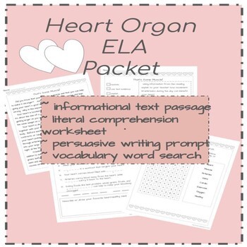 Preview of Heart Health Comprehension, Writing, and Word Search