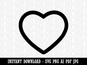 Heart Hollow Clipart Instant Digital Download AI PDF SVG PNG JPG Files