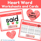Heart Word Worksheets and Cards (UFLI Inspired Lessons 1-34)