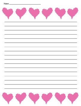 heart lined paper valentines day or friendship writing