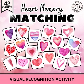 Preview of Heart Memory Match Game, Valentines Day Activities, Valentines Card Games