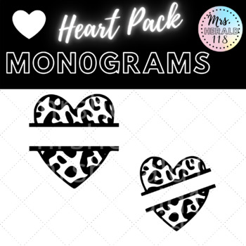 Download Heart Monogram 8 Pack Clip Art Svg Png Leopard Outline Pattern Valentine S Day
