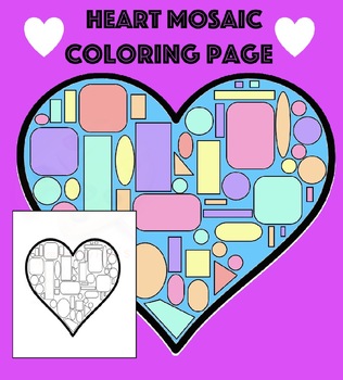 Preview of Heart Mosaic Coloring Page