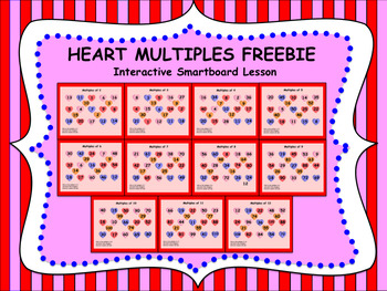 Preview of Heart Multiples Freebie for Valentine's Day, Interactive Smartboard Lesson