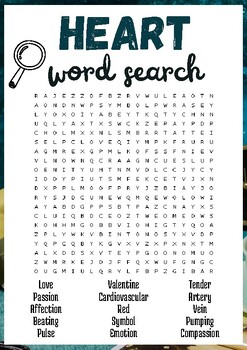 Preview of Heart No Prep Word search puzzle worksheet activity