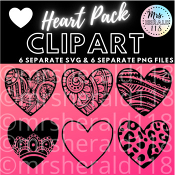 Download Heart Pack Clip Art Svg Png Leopard Outline Pattern Doodle Valentine S Day