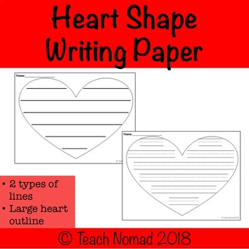 valentines day heart writing paper template landscape