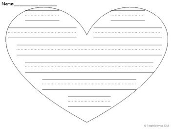 Valentine's Day Heart Writing Paper Template (Landscape) by Teach Nomad