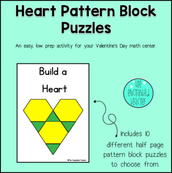 Preview of Heart Pattern Block Puzzles | Valentine's Day Math | Geometry