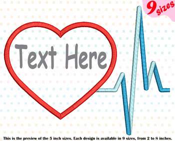 Preview of Heart Pulse Line Embroidery Design Nursing Nurse love bless hope fight 220b