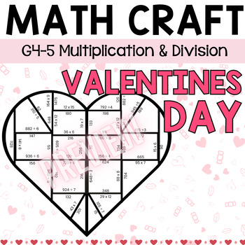 Preview of Heart Puzzles: Multiplication Division Valentine's Day Math Craft Activity