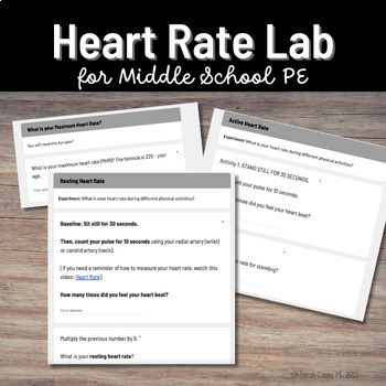 Preview of Heart Rate & Exercise Intensity Lab - Digital Health & PE Activity