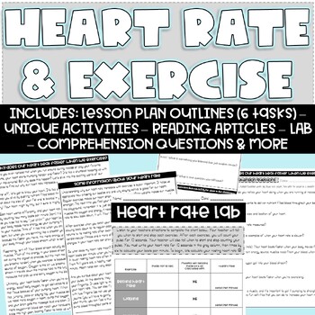 Preview of Heart Rate Week Long Unit | Heart Rate Lab | Articles/Comprehension | Exercises