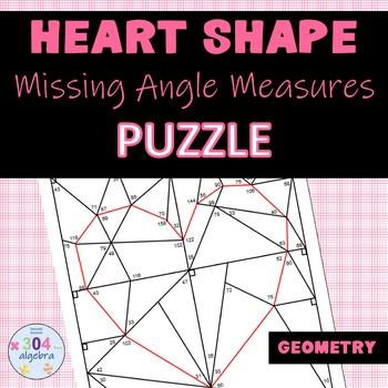 Preview of Valentine's Day Math Puzzle | Heart Shape Missing Angle Measures Puzzle 