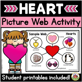 Preview of Heart Shape Picture Web Activity and Worksheets for Preschool