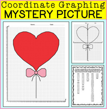 Preview of Heart Shaped Balloon Coordinate Graphing Picture - Back To School Activities