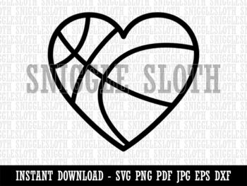 Heart Shaped Basketball Sports Clipart Digital Download SVG EPS PNG PDF AI  DXF