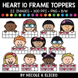 Heart Ten Frame Kid Toppers Clipart + FREE Blacklines - Co