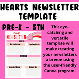 Heart Themed Editable Classroom Newsletter - Pre-K to 5th Grade