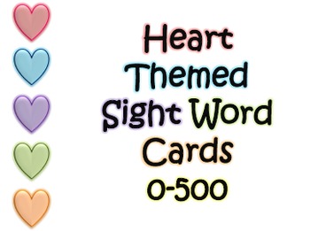 Preview of Heart Themed Sight Word Cards (First 500 Fry list)