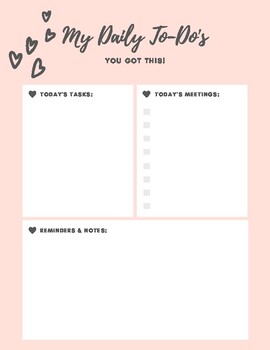 Heart Themed To-Do List Printable by Pineapples in 5th | TPT