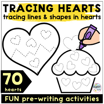 Preview of The Day It Rained Hearts Coloring Page and Tracing for Valentine's Day Preschool