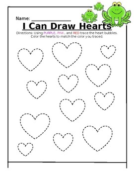 Preview of Heart Tracing and Coloring Worksheet