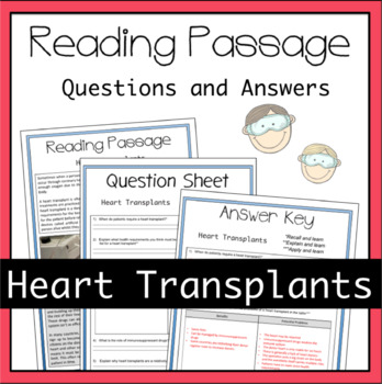 Preview of Heart Transplant Worksheet Activity