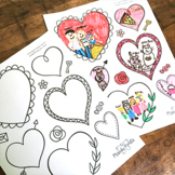 Heart Valentine's Day Drawing Activity / Coloring Sheet