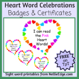 Heart Word Badge and Certificate Celebration
