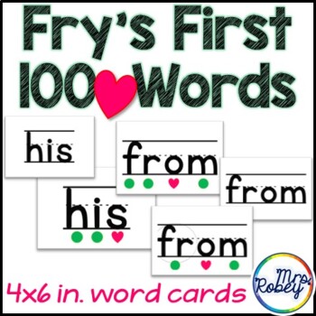 Preview of Heart Word Cards - Print and Go - Fry's First 100 + Colors + Numbers