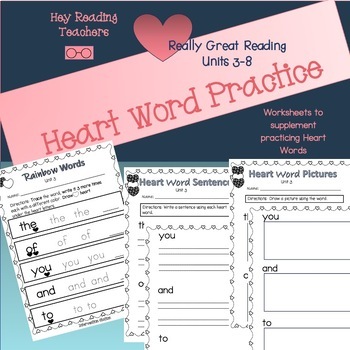 Preview of Heart Word Center Activities- No Prep- Use with Really Great Reading units 3-8