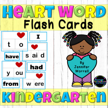 Preview of Heart Word Flash Cards for Kindergarten
