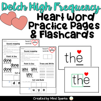 Preview of Heart Word Flashcards & Practice Pages: Dolch High Frequency