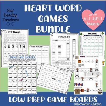 Preview of Heart Word Game Boards aligned with UFLI! All words included, just print and use