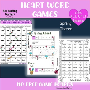 Preview of Heart Word Games Aligns with UFLI NO PREP! activities SPRING THEME